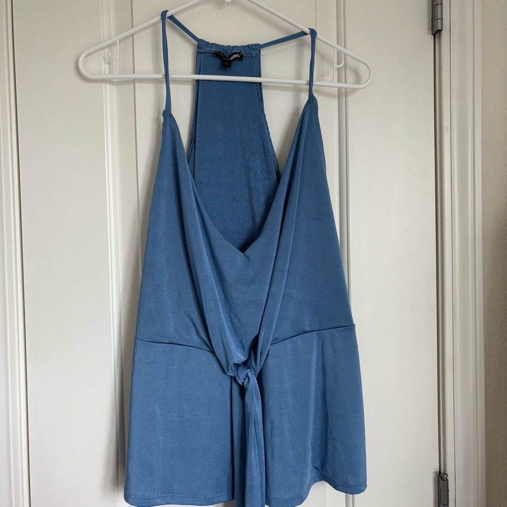 Fashion Nova Women’s Blue Cami Flutter Tie Tank Top - Size 2x